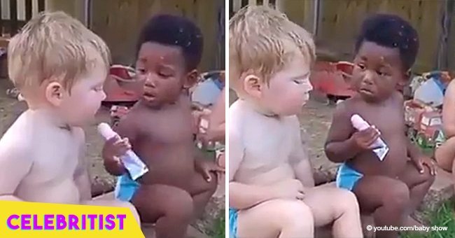 Little boy teases his friend with an ice lolly in viral video