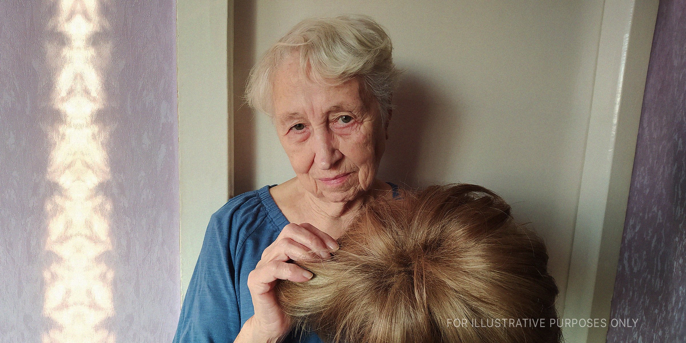 Old Woman Showing Her Wig. | Source: Shutterstock