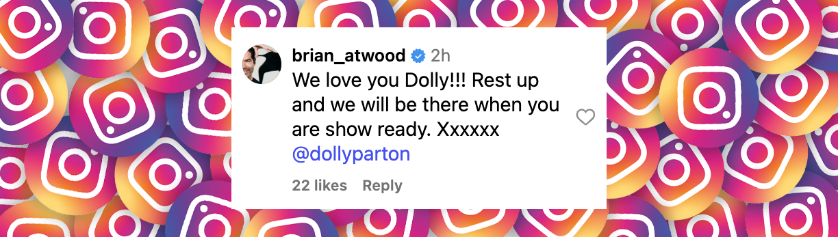 A netizen's reaction to Dolly Parton's latest announcement on Instagram, posted on September 28, 2025 | Source: Instagram/dollyparton
