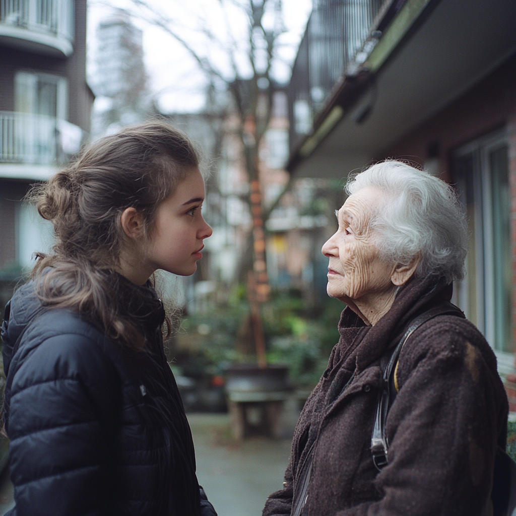 A young woman trying to talk to an older one | Source: Midjourney