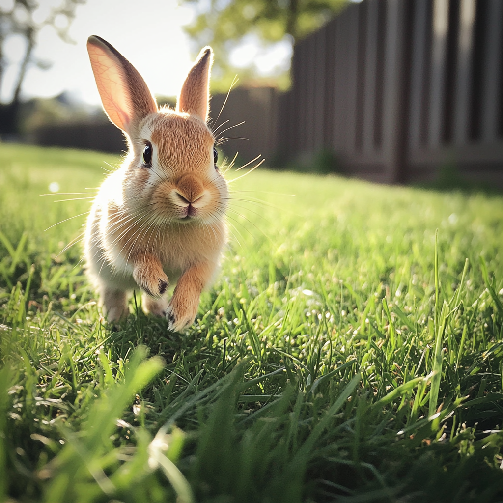 A rabbit hopping in the grass | Source: Midjourney