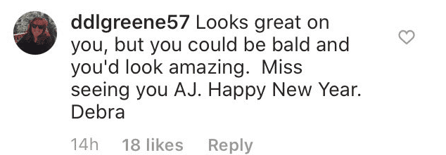 Fan comment on AJ's post | Instagram: @ajcook