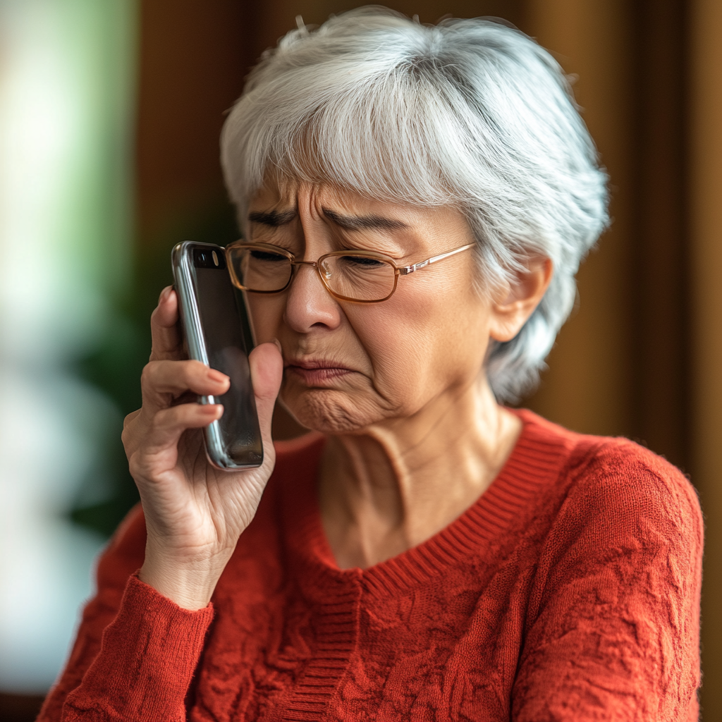 Senior woman on phone | Source: Midjourney