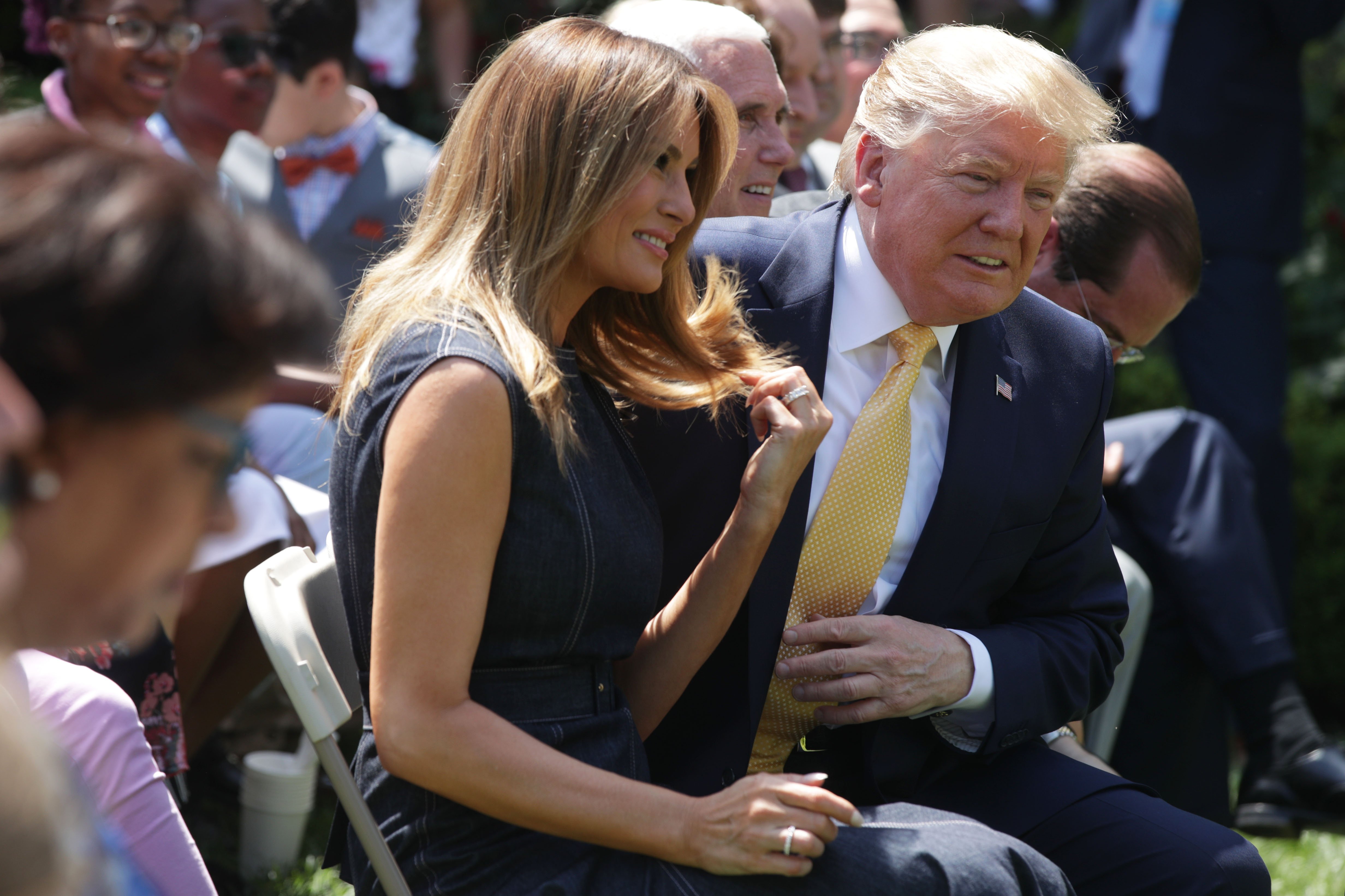 Donald Trump and Melania Trump at a Rose Garden event to celebrate the first birthday of the Be Best campaign | Photo: Getty Images