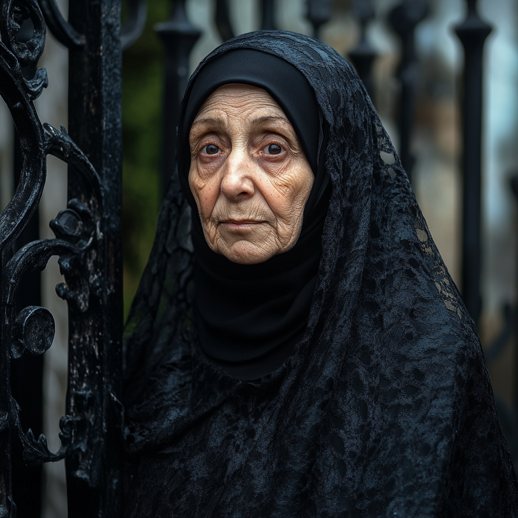 An old woman looking straight ahead | Source: Midjourney