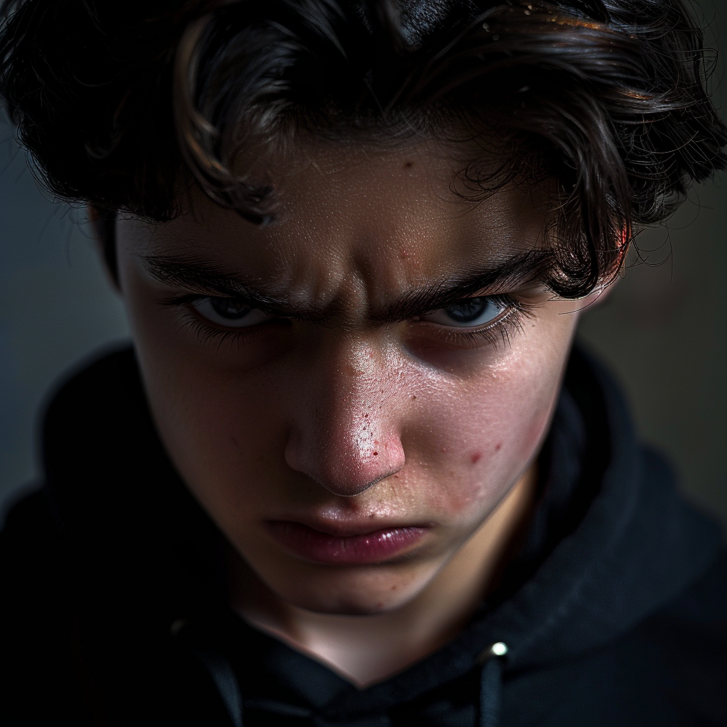 A stern-looking teen | Source: Midjourney