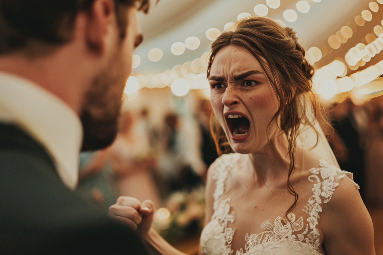 An angry bride shouting | Source: MidJourney