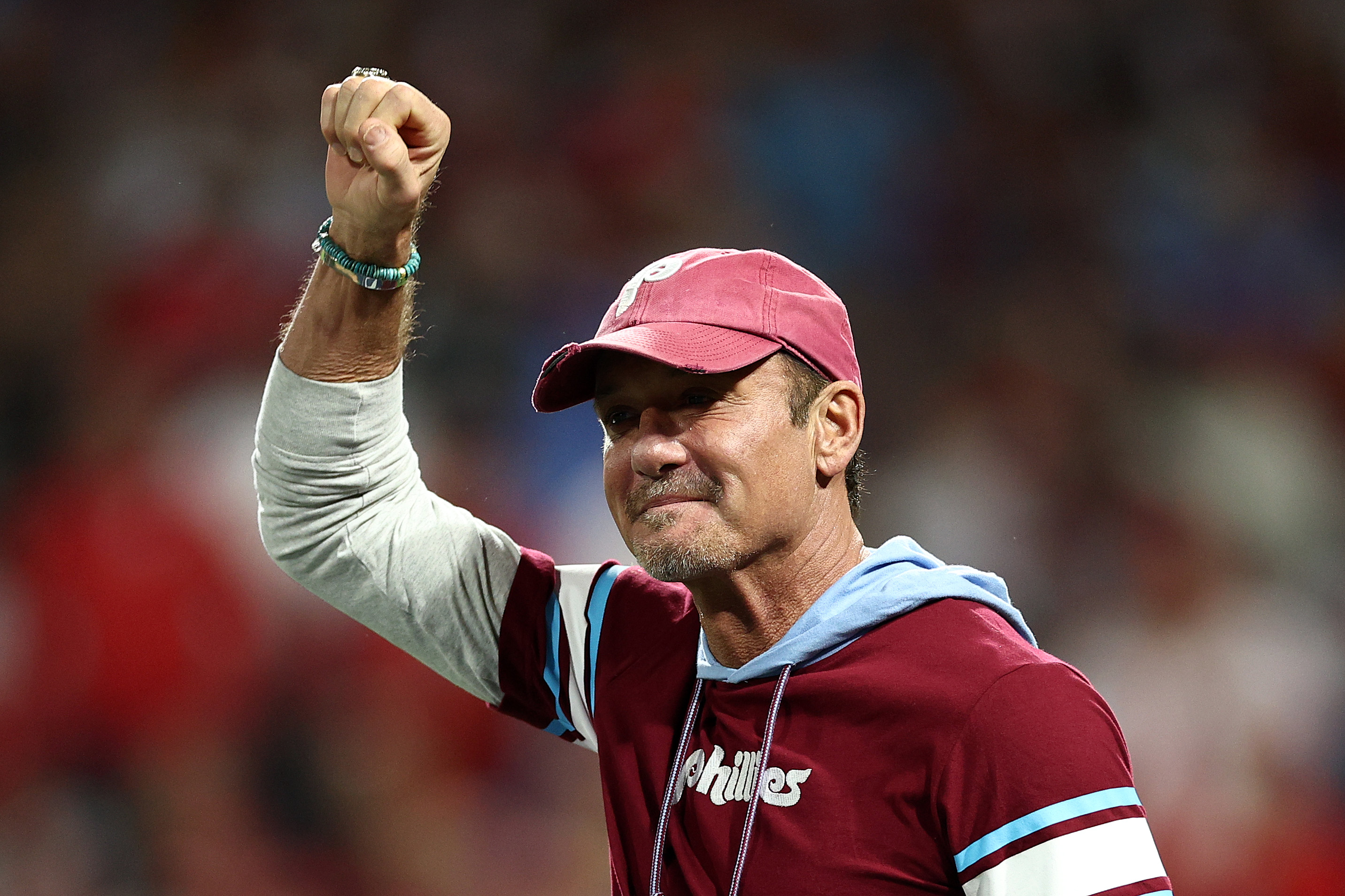 Tim McGraw during Game One of the Championship Series between the Philadelphia Phillies and the Arizona Diamondbacks in Philadelphia, Pennsylvania on October 16, 2023. | Source: Getty Images