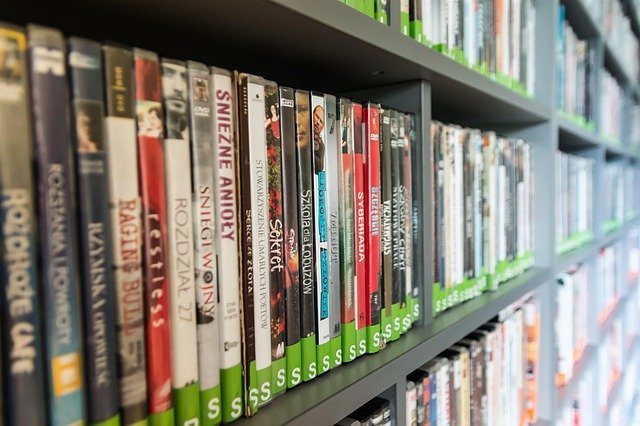 A shelf holds several DVDs | Photo: Pixabay