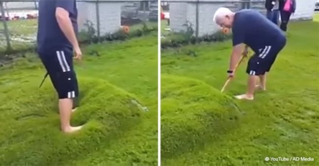 Man pops giant lawn bubble in his backyard and the footage immediately goes viral