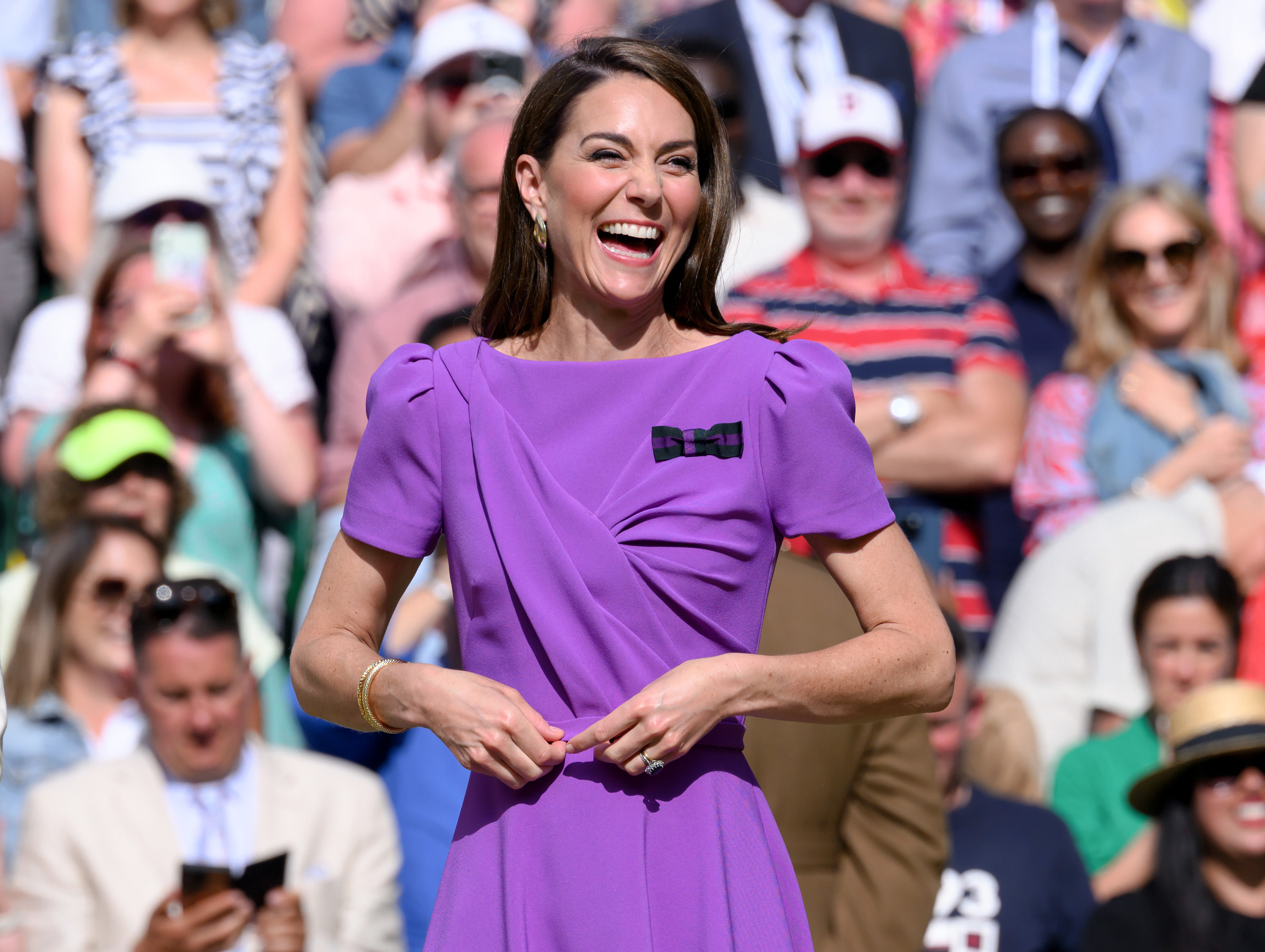 Kate Middleton on court during the Wimbledon Tennis Championships on July 14, 2024, in London, England. | Source: Getty Images