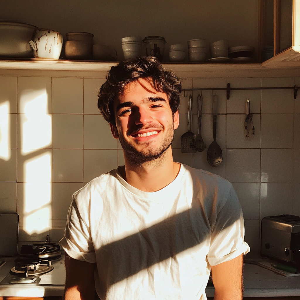 A smiling man in a kitchen | Source: Midjourney