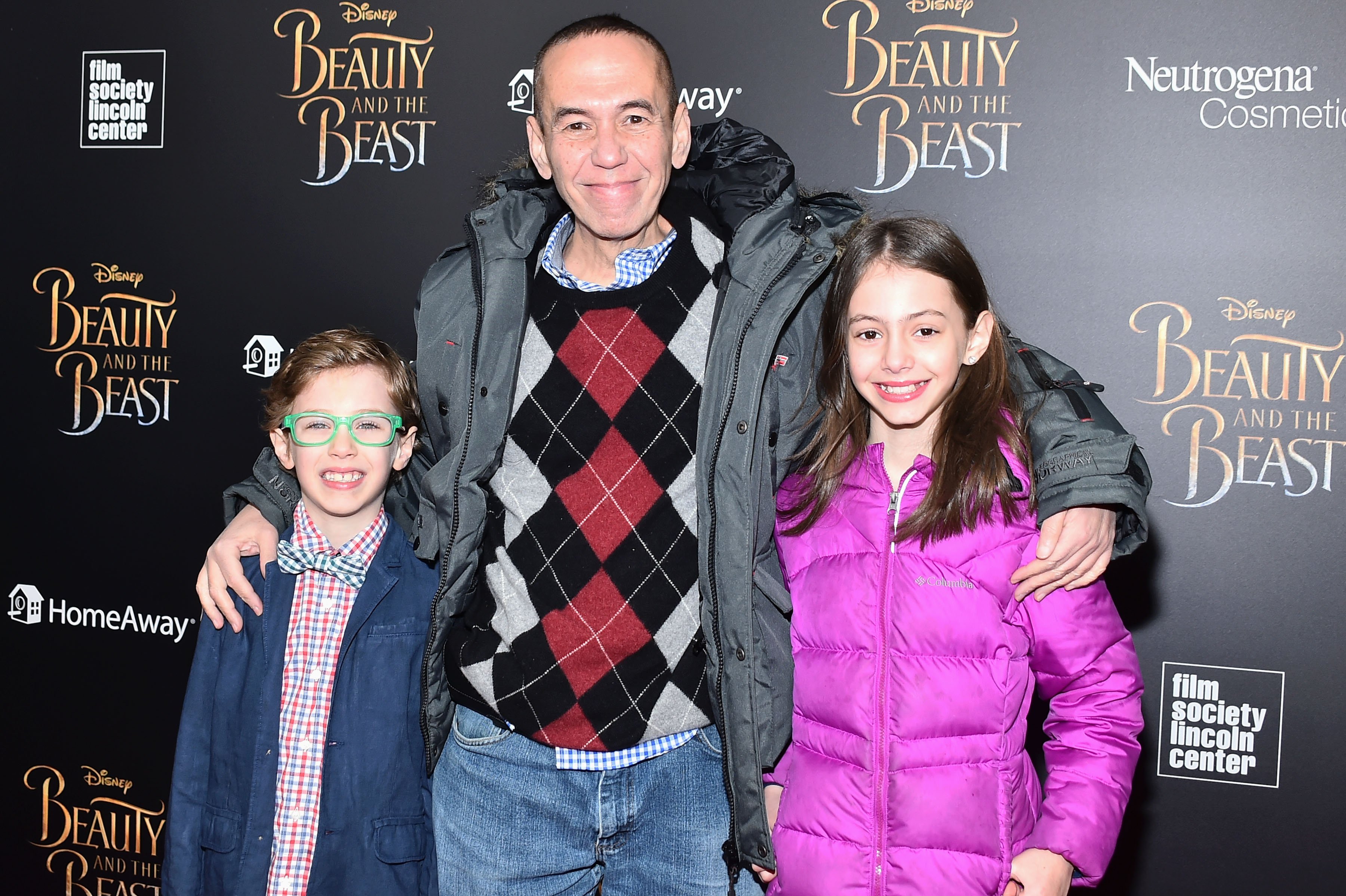 Max Aaron Gottfried, Gilbert Gottfried and Lily Aster Gottfried at the New York screening of "Beauty And The Beast" in 2017 in New York City.  | Source: Getty Images