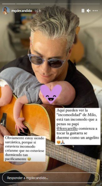 Fernando cantándole a su hijo. | Foto: Captura de pantalla de Instagram/mgdecandido
