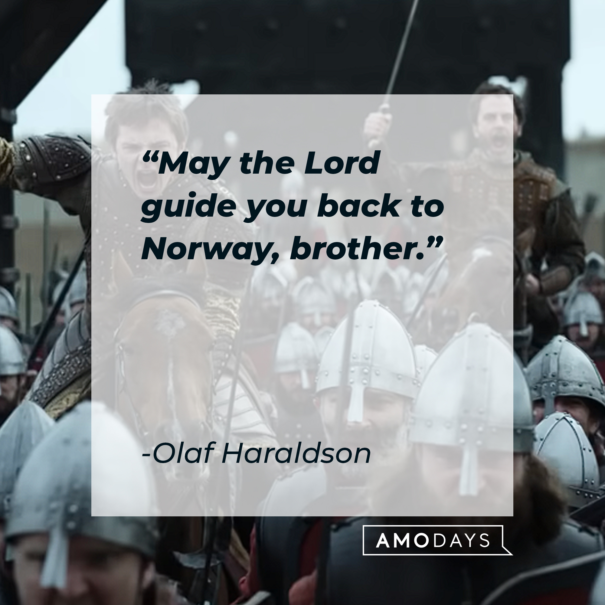 A picture from the series“Vikings: Valhalla” with-Olaf Haraldson’s quote: “May the Lord guide you back to Norway, brother.” | Source: youtube.com/Netflix