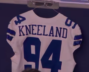 Marshawn Kneeland's Dallas Cowboys jersey hanging on a wall. | Source: Facebook/Dallas Cowboys on CBS Sports