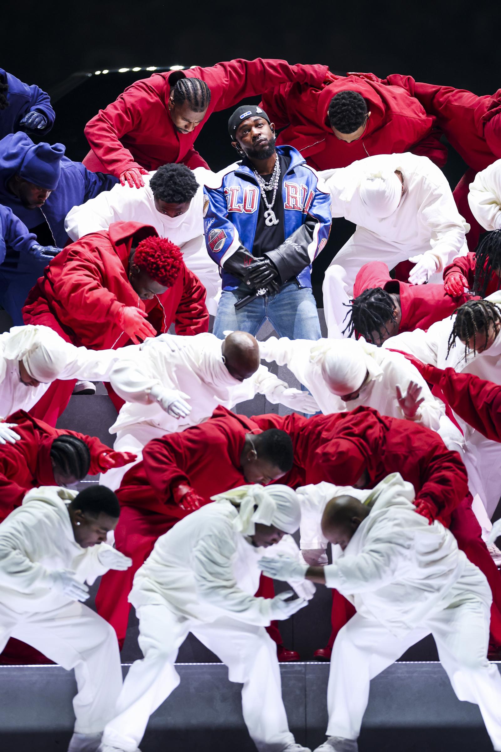 Kendrick Lamar performs at halftime during Super Bowl LIX between the Kansas City Chiefs and the Philadelphia Eagles at Caesars Superdome on February 9, 2025, in New Orleans, Louisiana. | Source: Getty Images