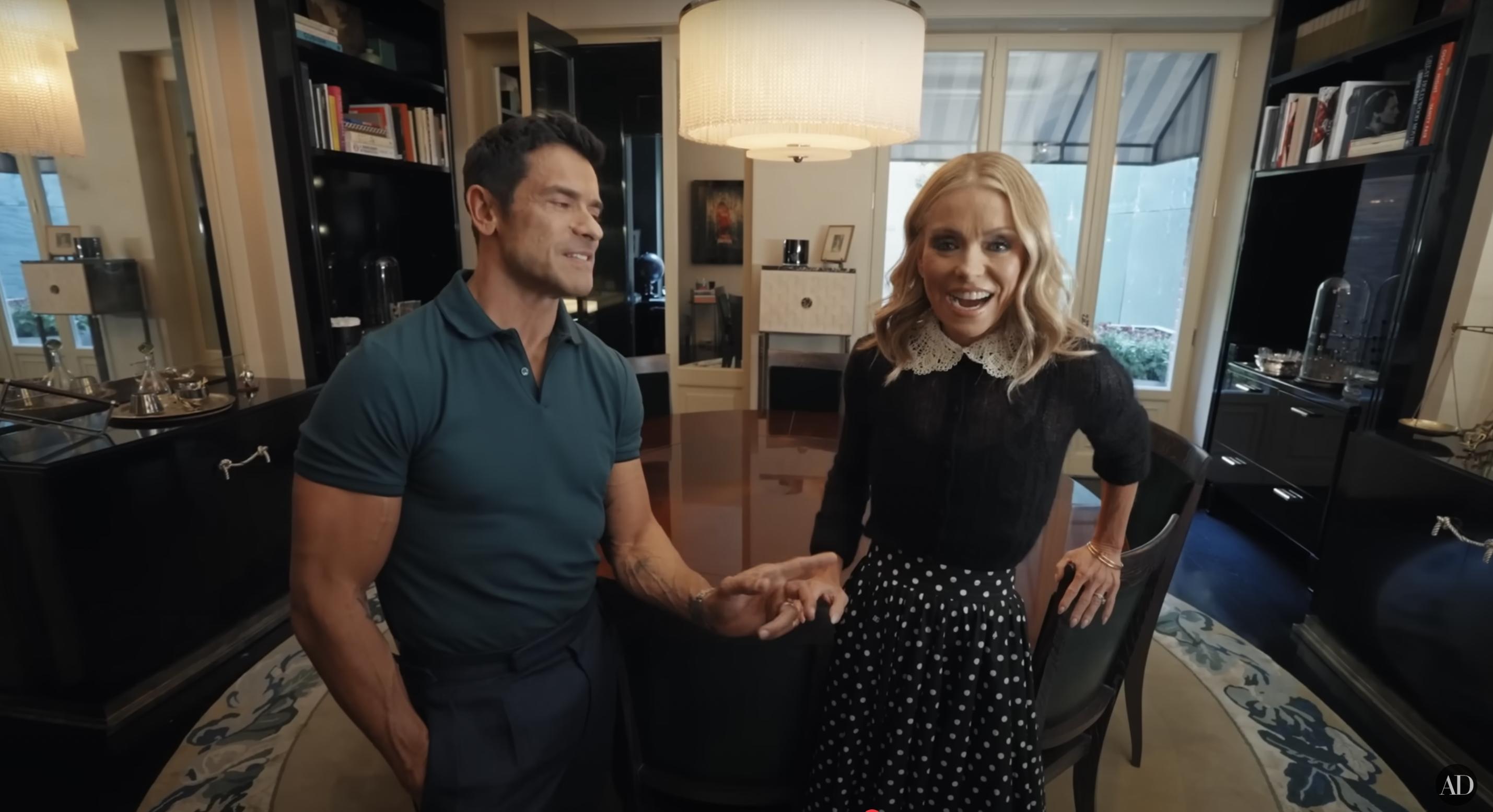 Kelly Ripa and Mark Consuelos showcase their dining room as seen in a video dated December 10, 2024 | Source: YouTube/@Archdigest