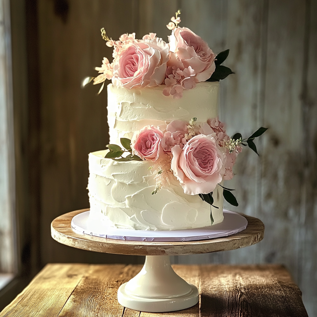 A wedding cake on a pedestal | Source: Midjourney