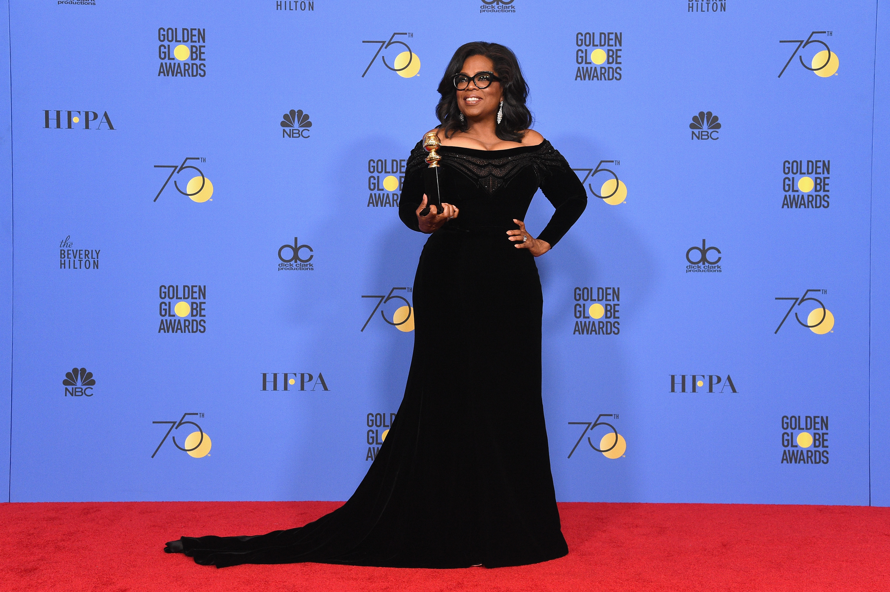 Oprah Winfrey at the 75th Annual Golden Globe Awards in Beverly Hills, 2018 | Source: Getty Images