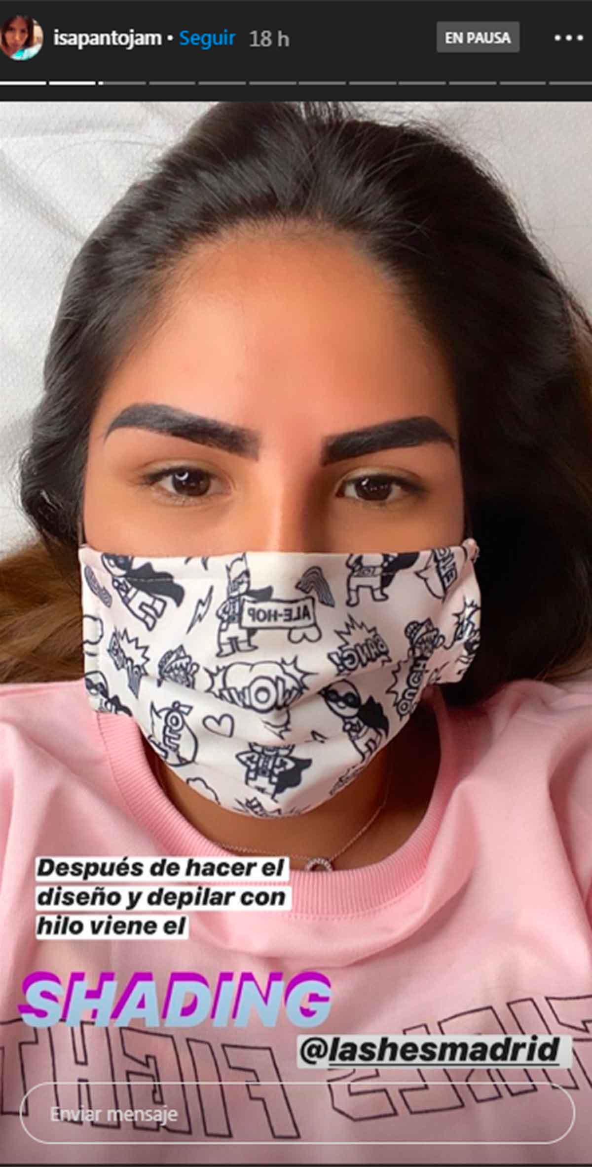 Isa P luciendo su diseño de cejas. |Foto: Captura de pantalla de historias de Instagram/isapantojam