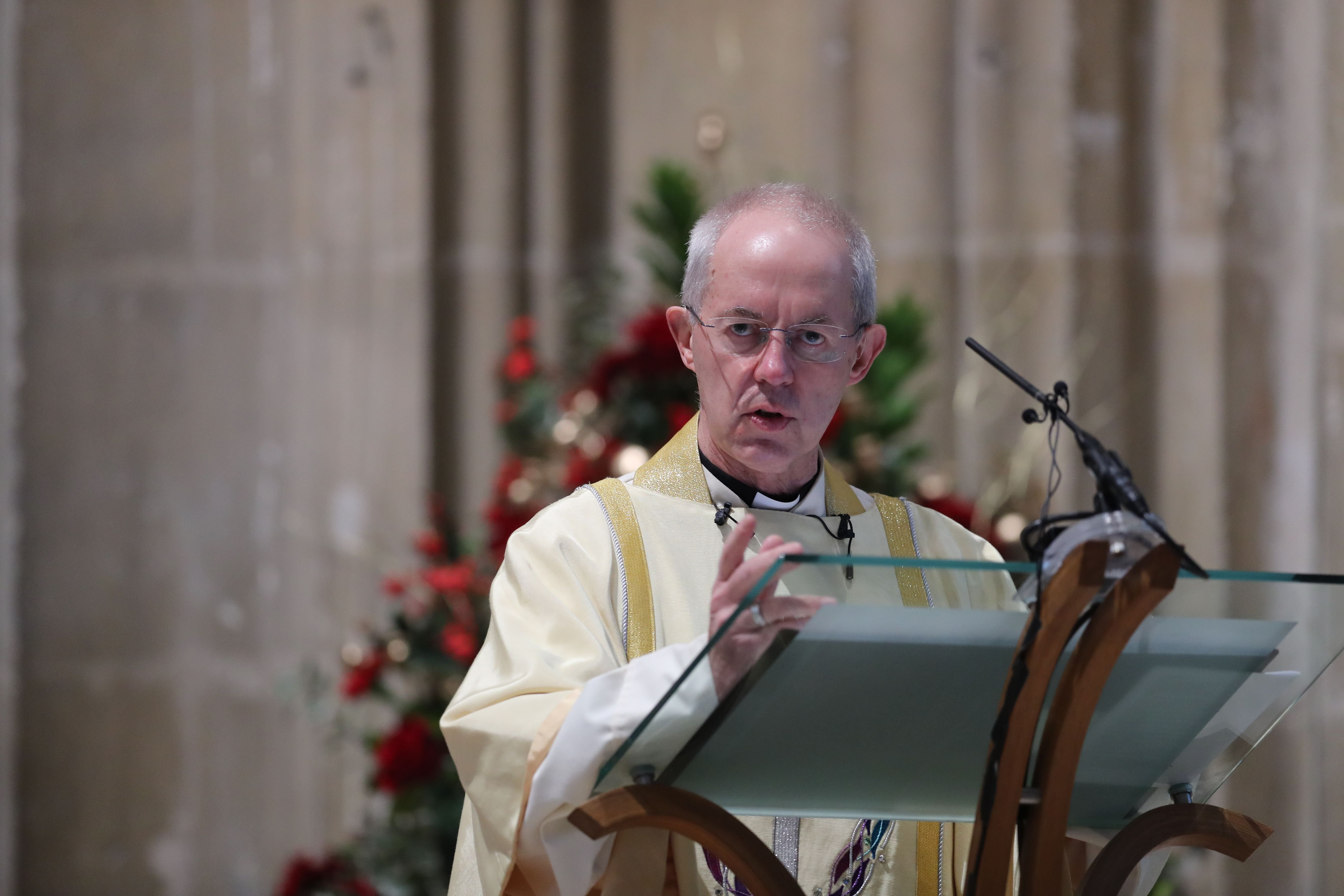 The Archbishop of Canterbury Justin Welby at the Christmas Day service at Canterbury Cathedral in Kent. | Source: Getty Images