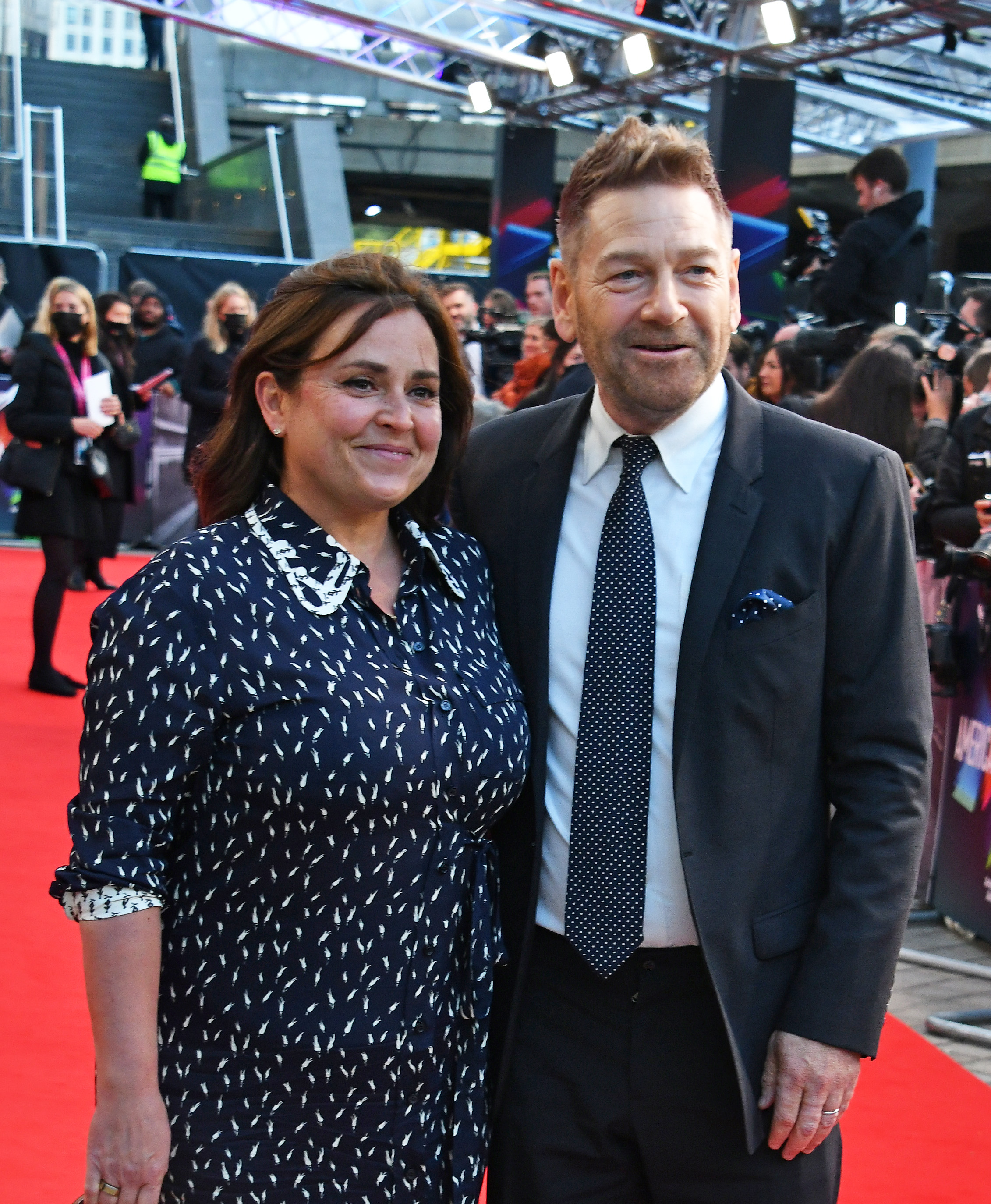 Lindsay Brunnock and Kenneth Branagh on October 12, 2021, in London, England | Source: Getty Images