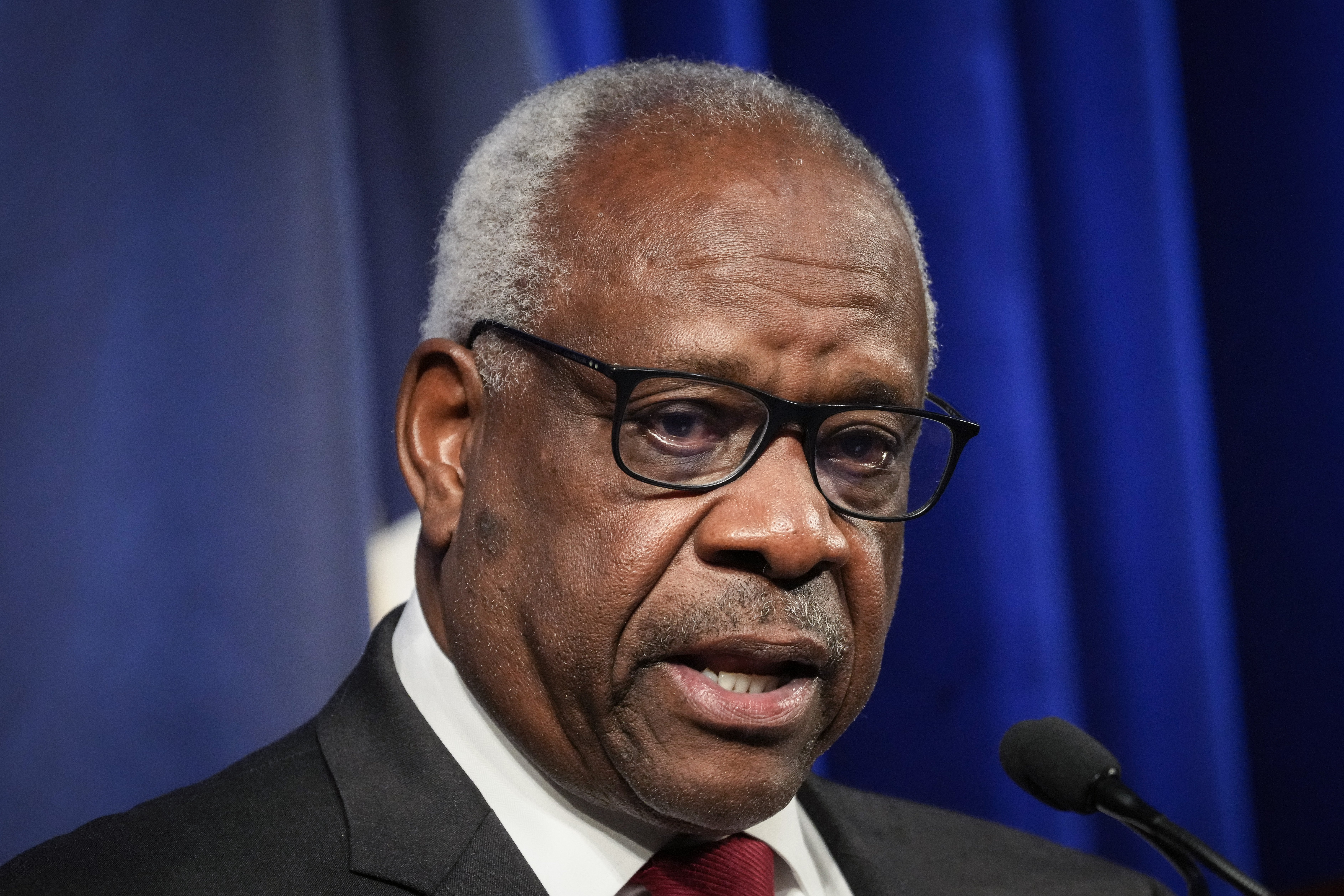 Supreme Court Justice Clarence Thomas speaking at the Heritage Foundation in Washington, DC | Source: Getty Images
