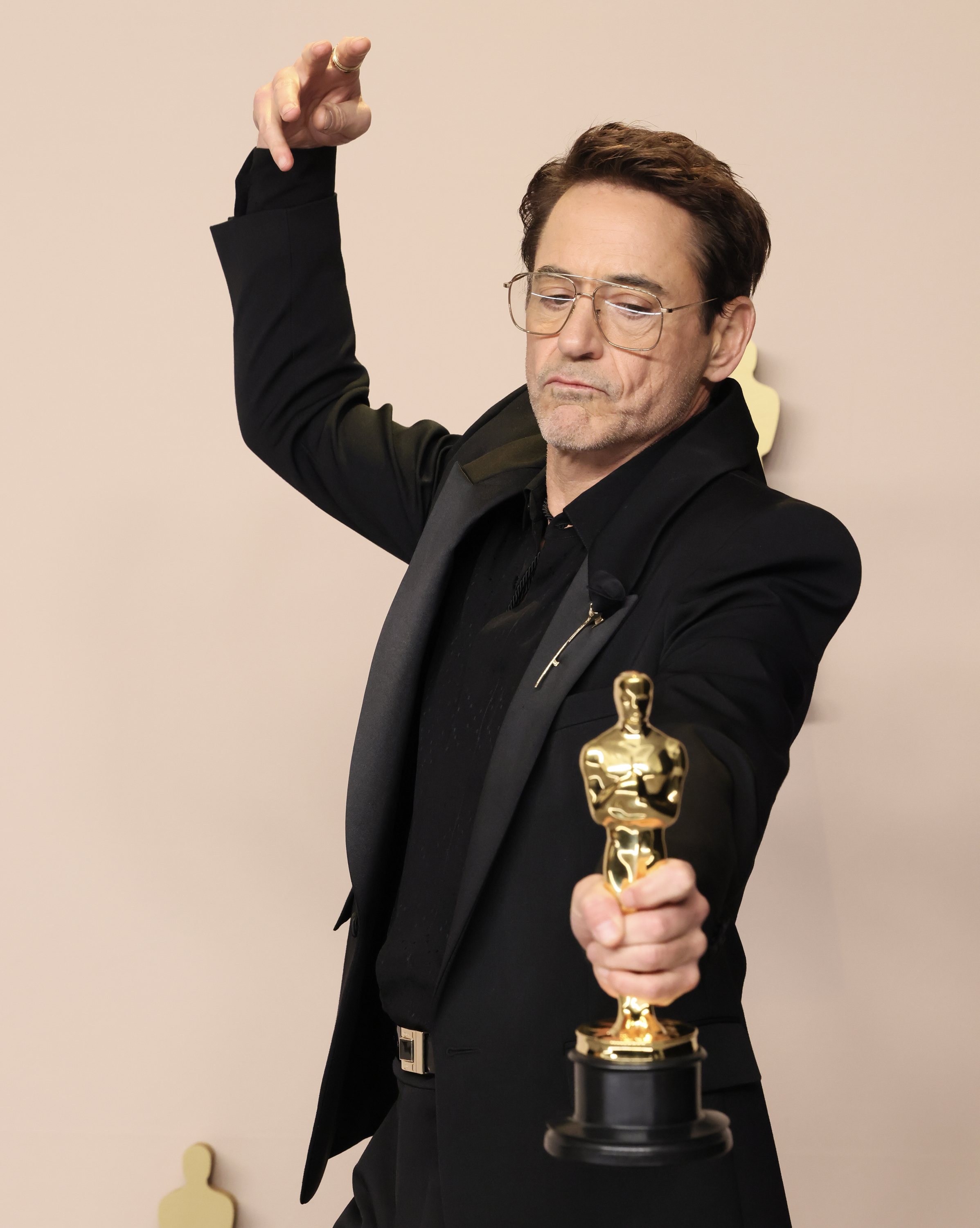Robert Downey Jr. in the press room after winning the Best Supporting Actor award at the 96th Annual Academy Awards at Ovation Hollywood on March 10, 2024 Source: Getty Images