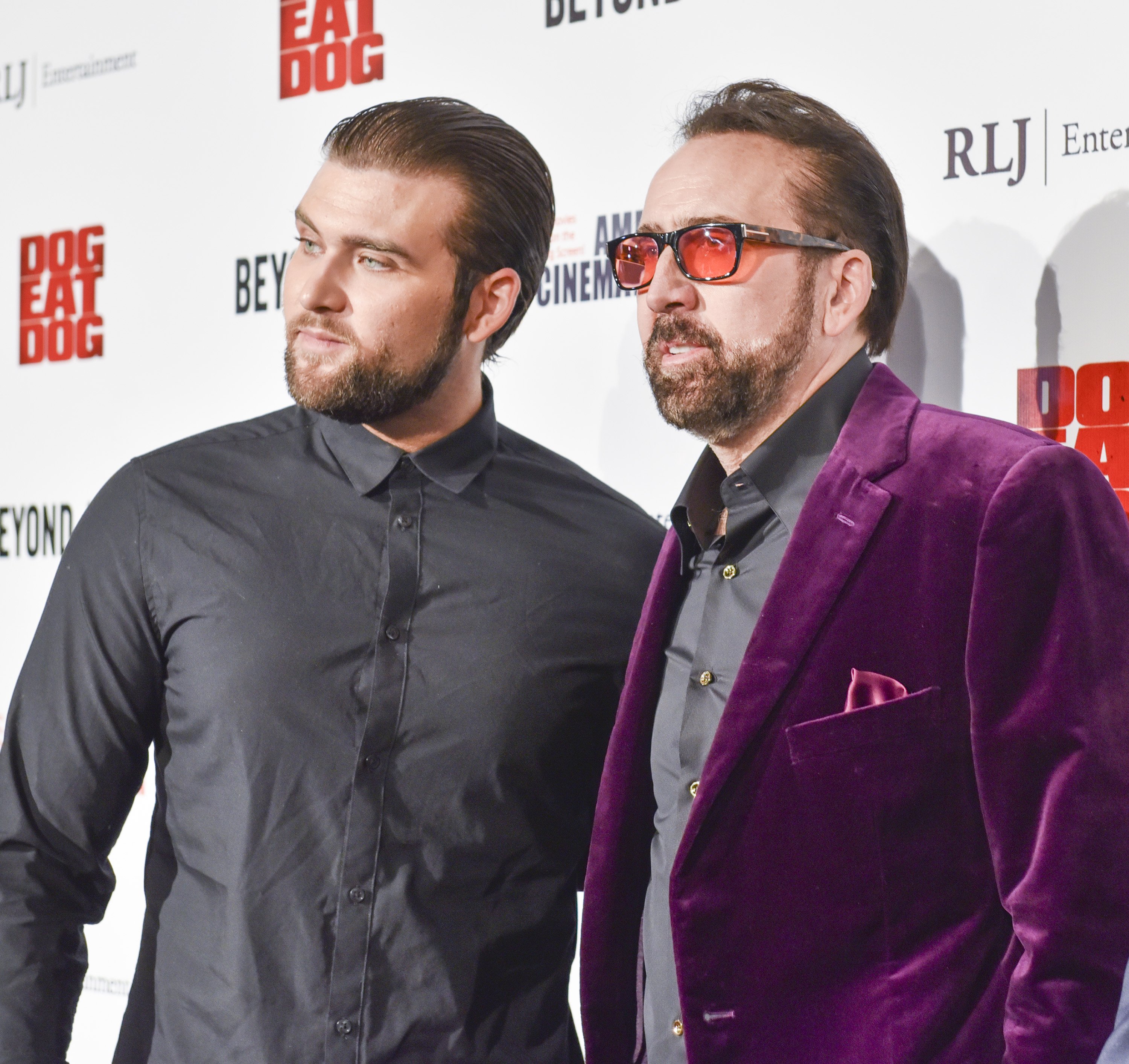 Actor Nicholas Cage (R) and son Weston Cage attend the premiere of "Dog Eat Dog" at The Egyptian Theatre on September 30, 2016 in Los Angeles, California. | Source: Getty Images