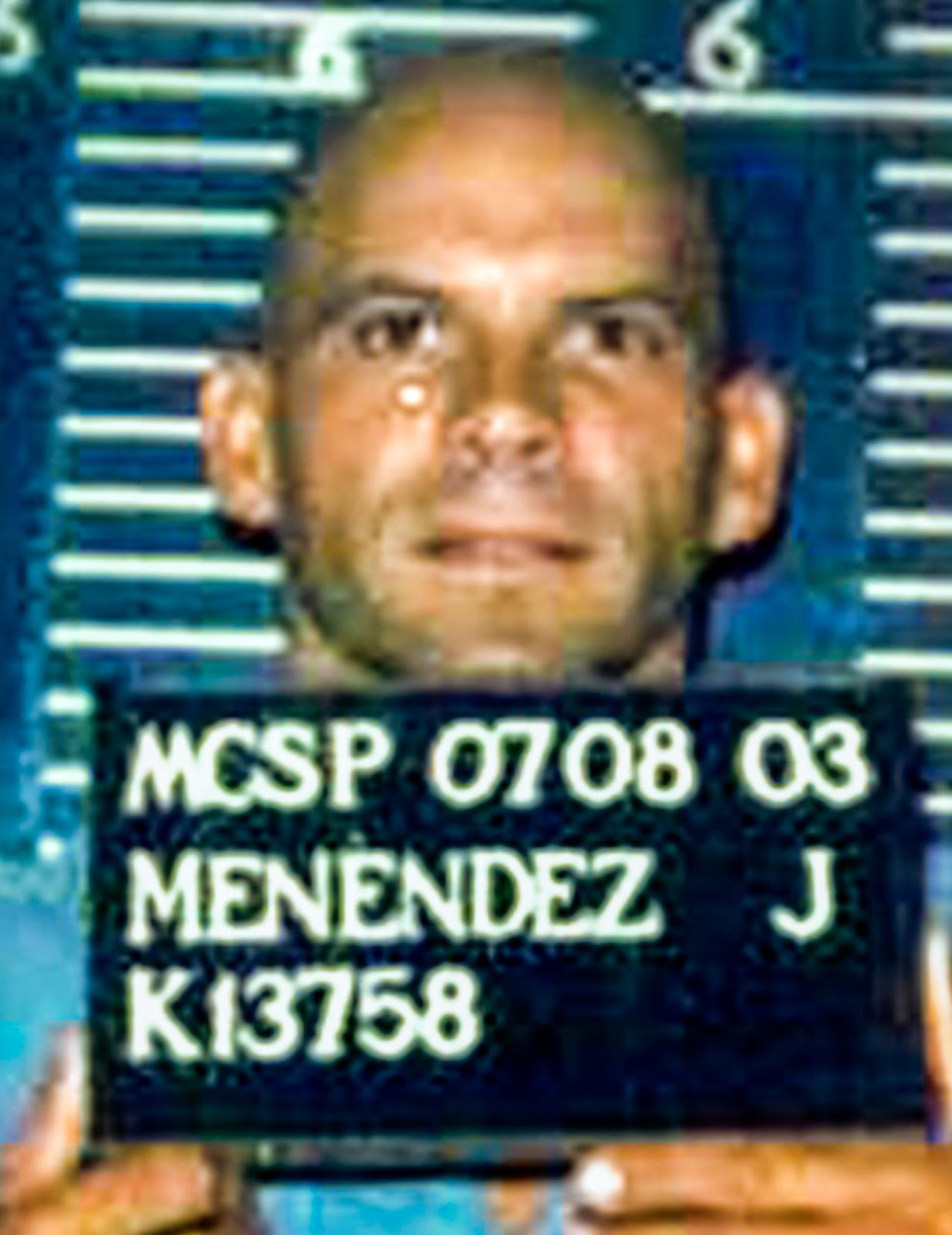 Lyle Menendez's mug shot at the Mule Creek State Prison on July 8, 2003. | Source: Getty Images