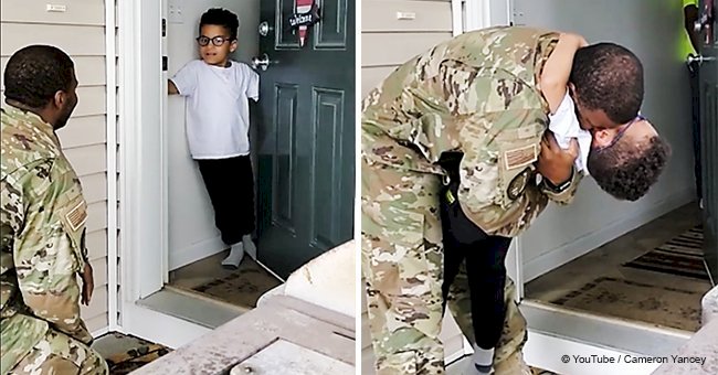 Father returns home from deployment to surprise his son and the boy's reaction goes viral