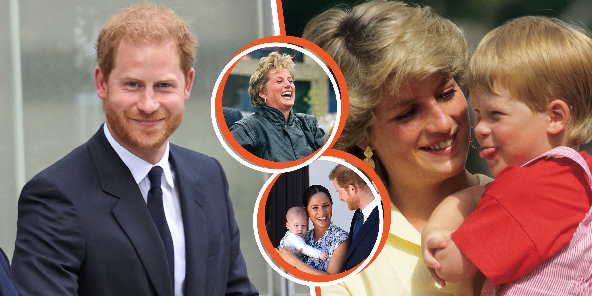 Prince Harry | Princess Diana [Inset] | Harry, Meghan and Archie [Inset] | Princess Diana with Harry | Source: Getty Images