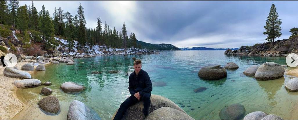 Garrison Brown photographed against  the background of a lake in an upload dated January 3, 2021 | Source: instagram/robertthebrown