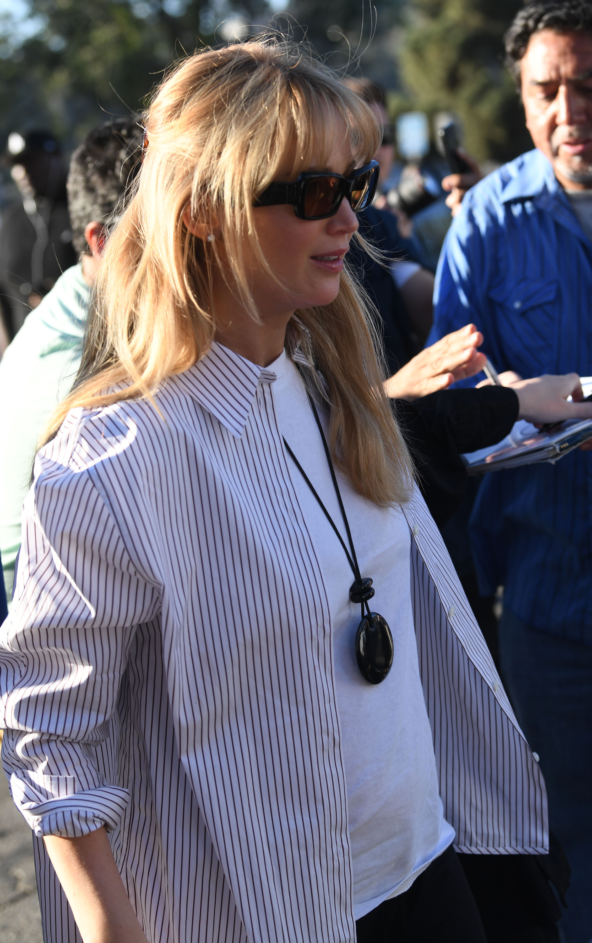 Jennifer Lawrence spotted arriving at a game between the Los Angeles Dodgers and the New York Yankees in Los Angeles, California on October 25, 2024 | Source: Getty Images