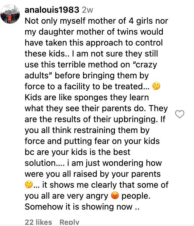 A comment left on Shillingford's post about her sons | Source: instagram.com/identical_triplet_mama/