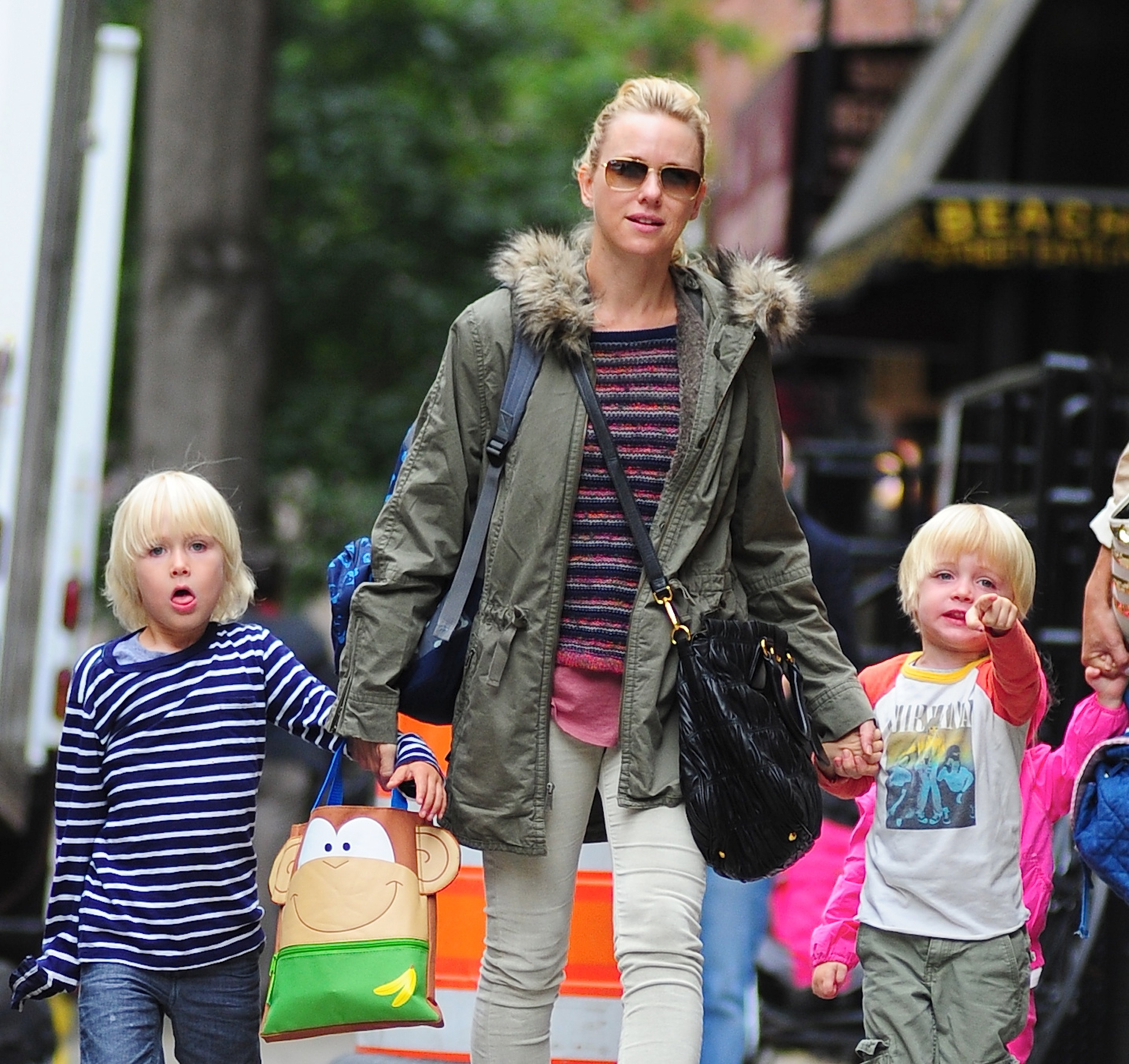 Naomi Watts spotted with her children on September 20, 2012, in New York. | Source: Getty Images