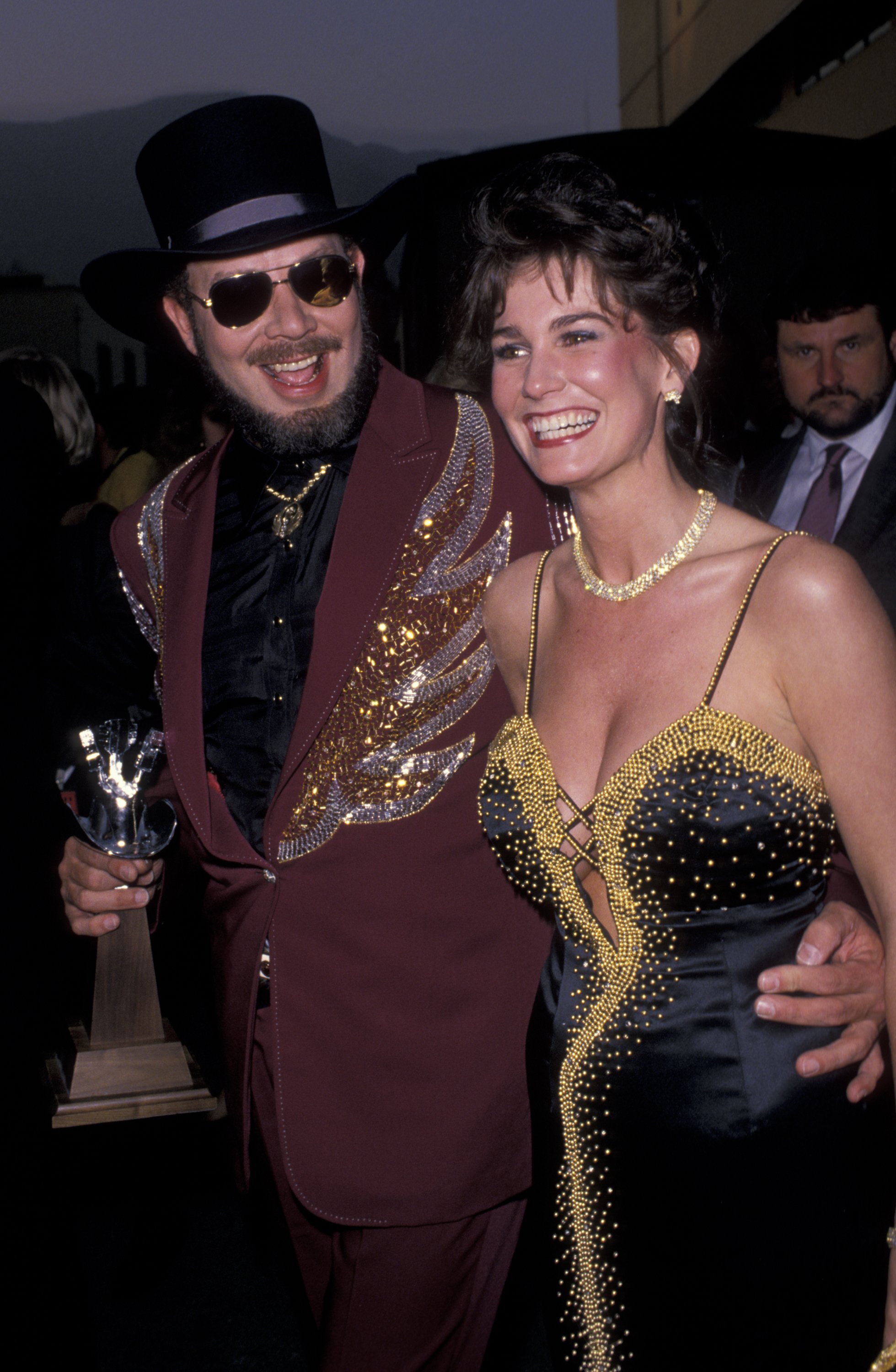 Hank Williams Jr. and wife Mary Jane Williams attend 24th Annual Academy of Country Music Awards on April 10, 1989 at Disney Studios in Burbank, California. | Source: Getty Images