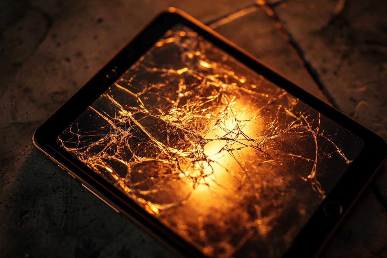 A tablet with a shattered screen | Source: Midjourney