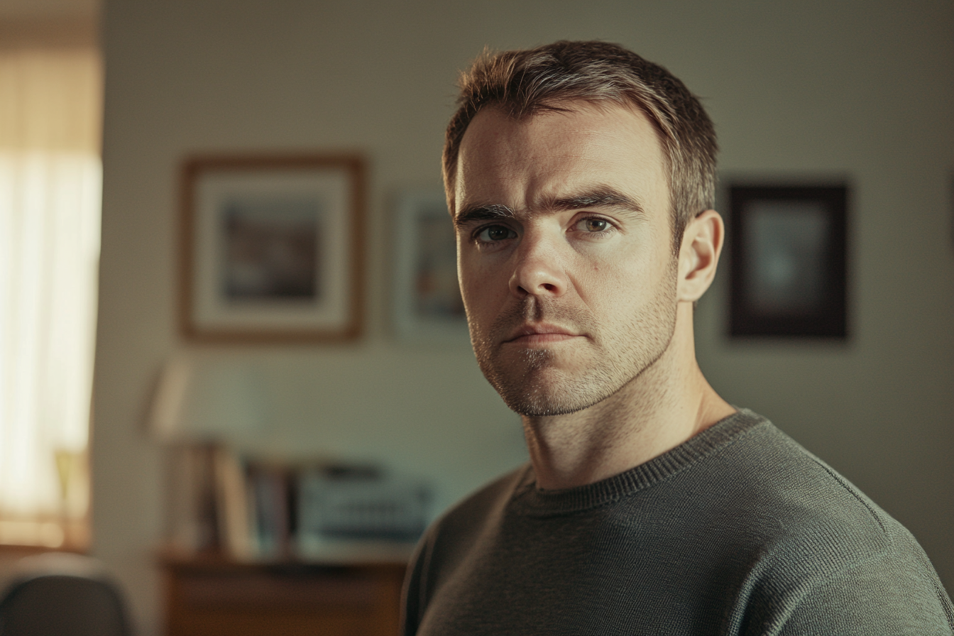 A man standing in a living room | Source: Midjourney