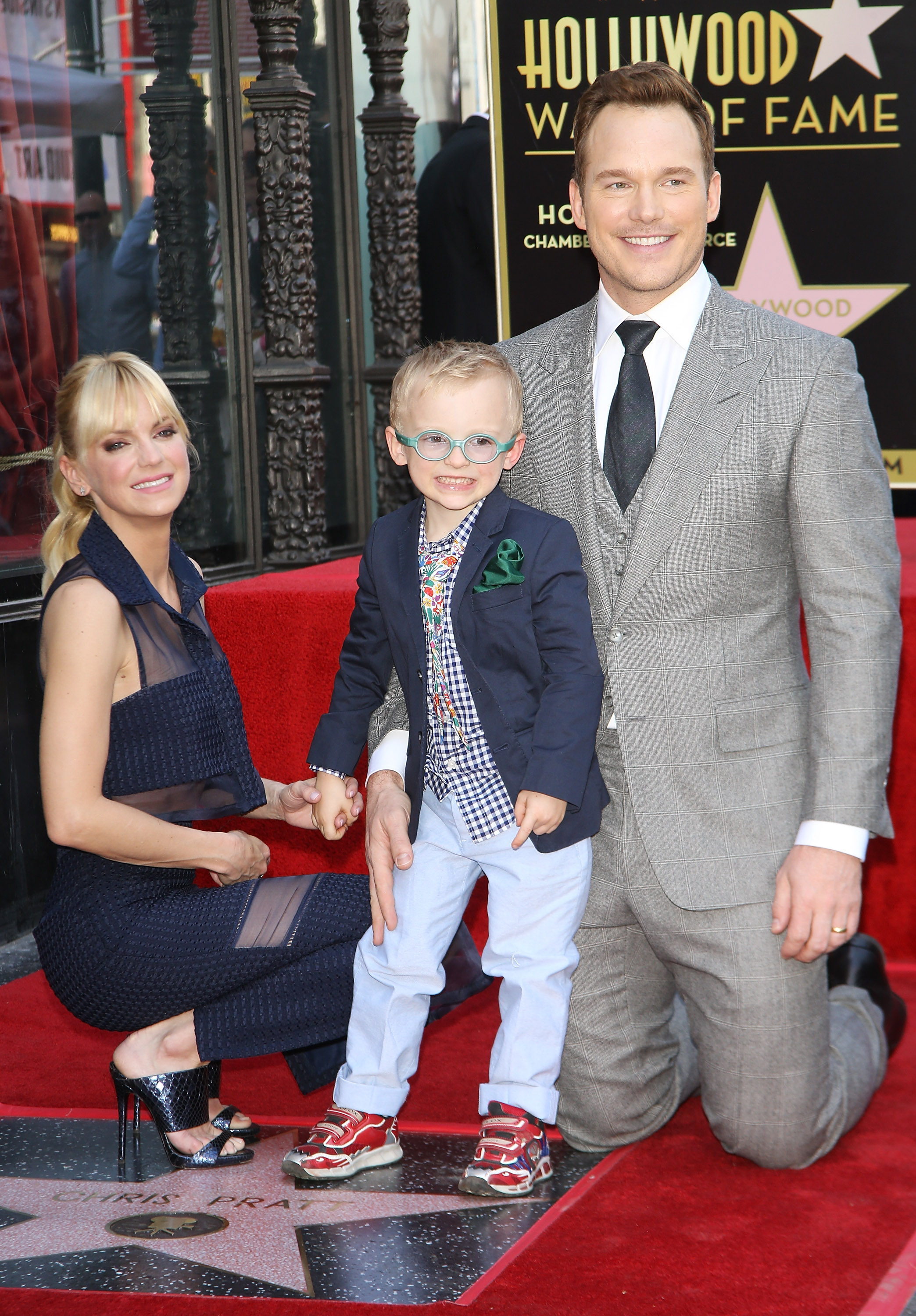 Chris Pratt joins Anna Faris and son Jack Pratt during the ceremony honoring him with a star on the Hollywood Walk of Fame. The trio smiled for photographers while marking one of the actor's most significant career achievements.