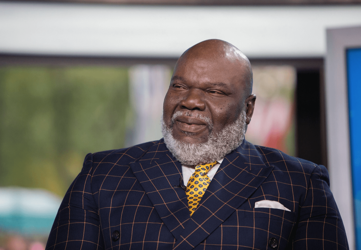 Bishop T.D. Jakes during a television interview on October 9, 2017. | Source: Getty Images