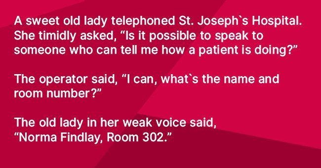 Smart elderly lady calls a hospital to check on a patient