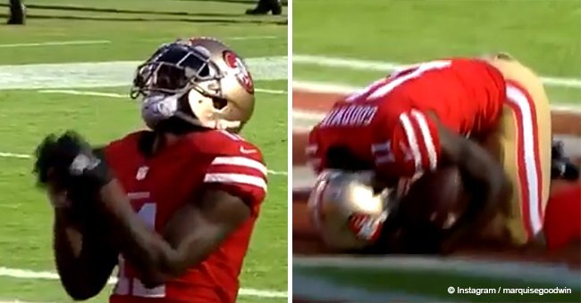 Heartbreaking moment NFL player scores touchdown and falls to his knees days after losing baby