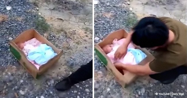 People heard cries coming from a box and found two-week-old infant inside