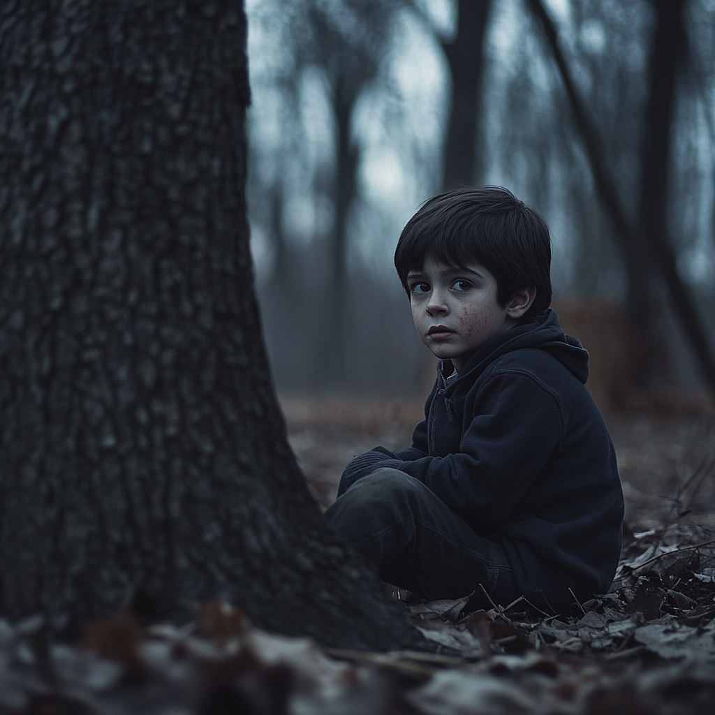 A sad boy in the woods | Source: Midjourney