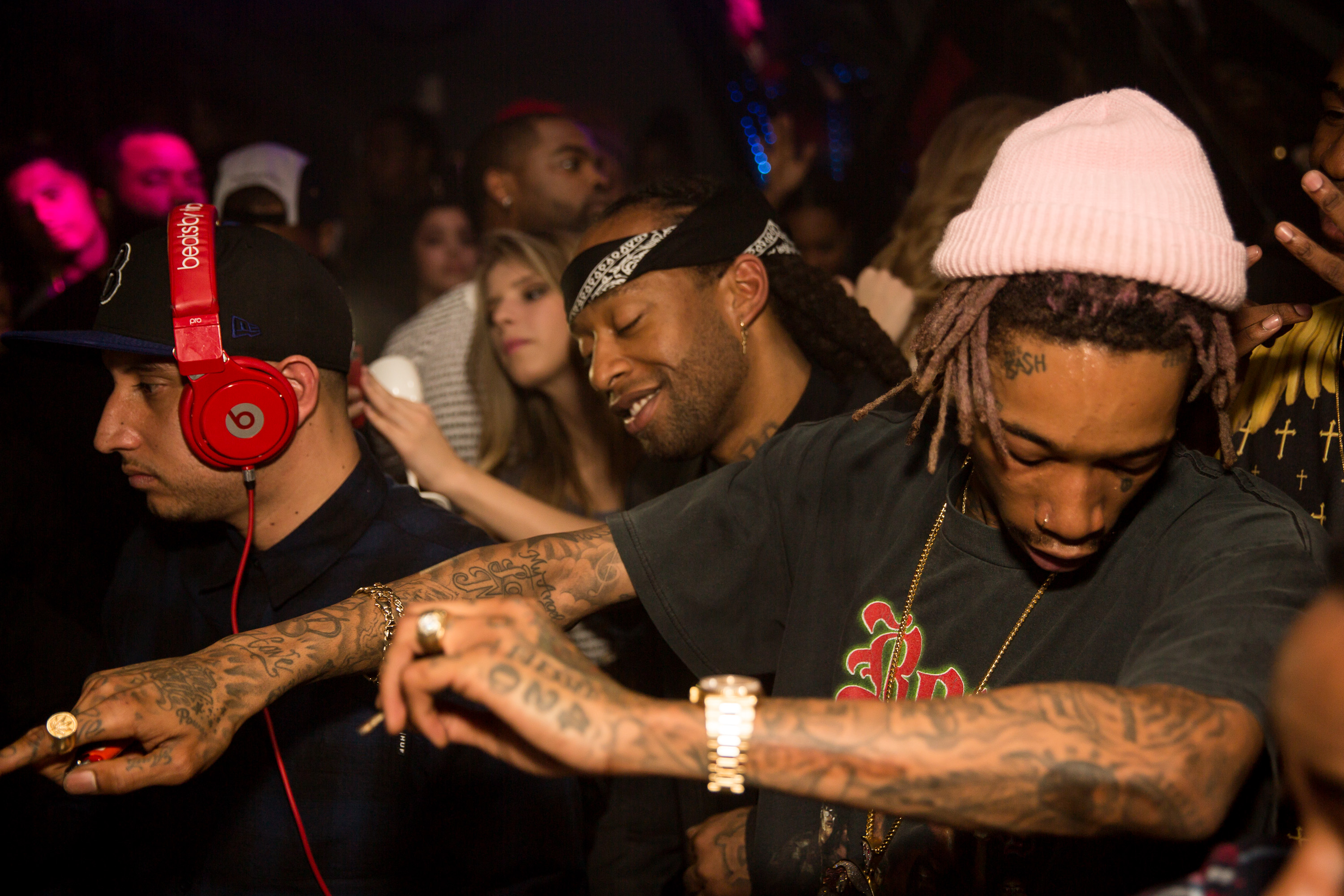 Ty Dolla $ign and Wiz Khalifa during Khalifa's post-Grammy party on February 8, 2015, in Los Angeles, California. | Source: Getty Images