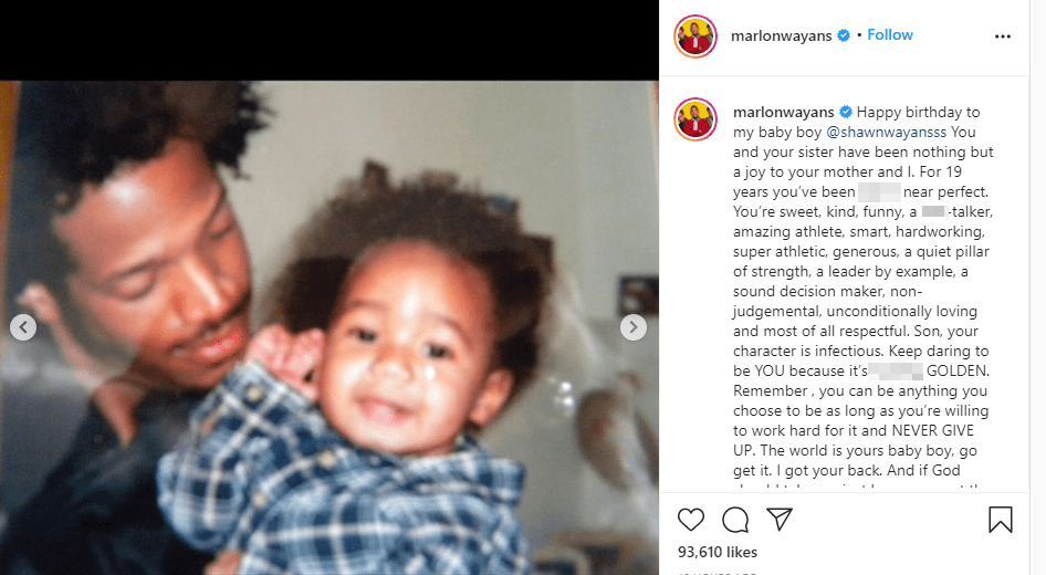 Screenshot of photo of Marlon Wayans and Shawn Howell Wayans. | Source: Instagram/marlonwayans