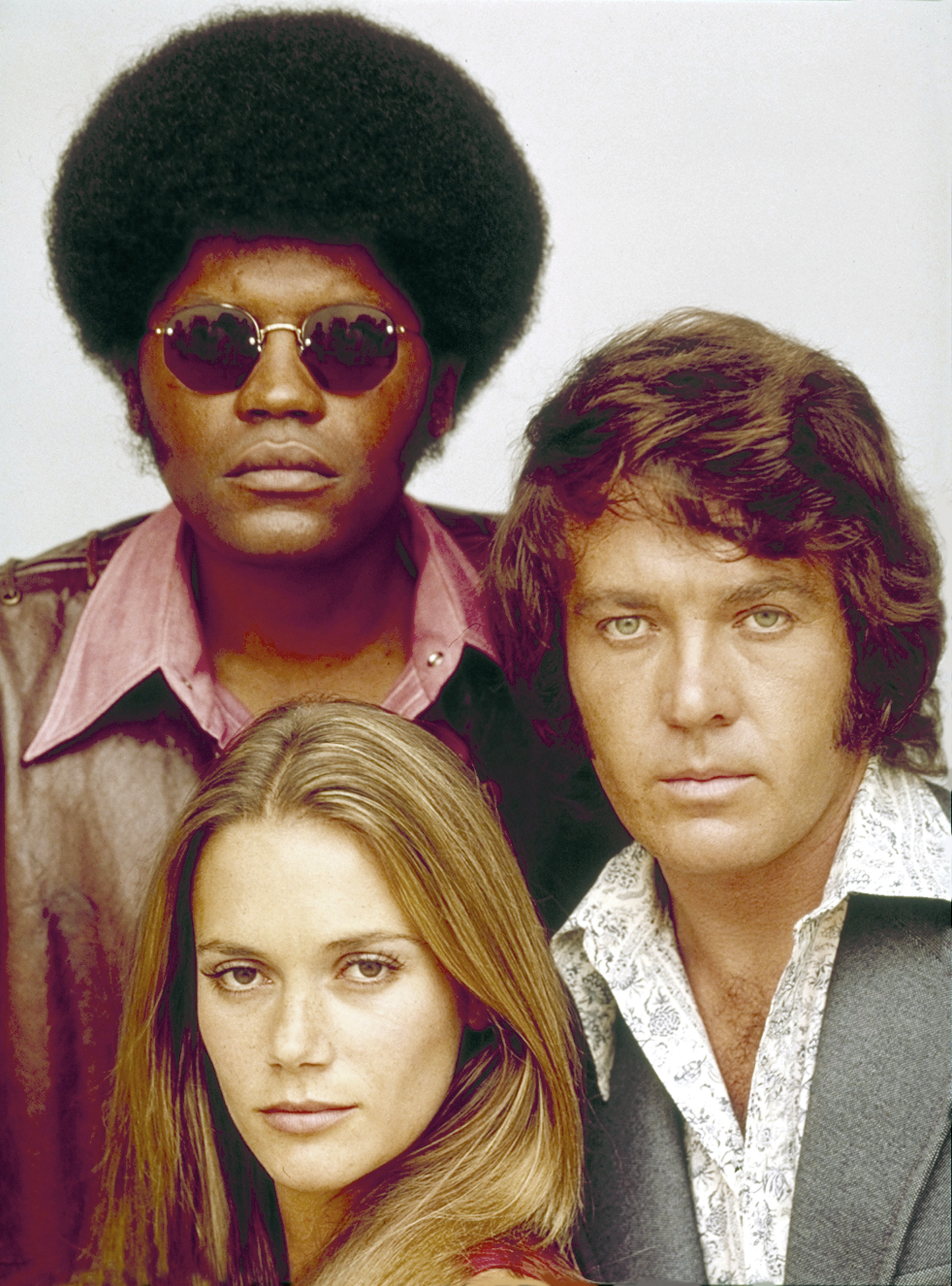 Clarence Williams III (Linc), Peggy Lipton (Julie), and Michael Cole (Pete) on "The Mod Squad," circa 1972 | Source: Getty Images