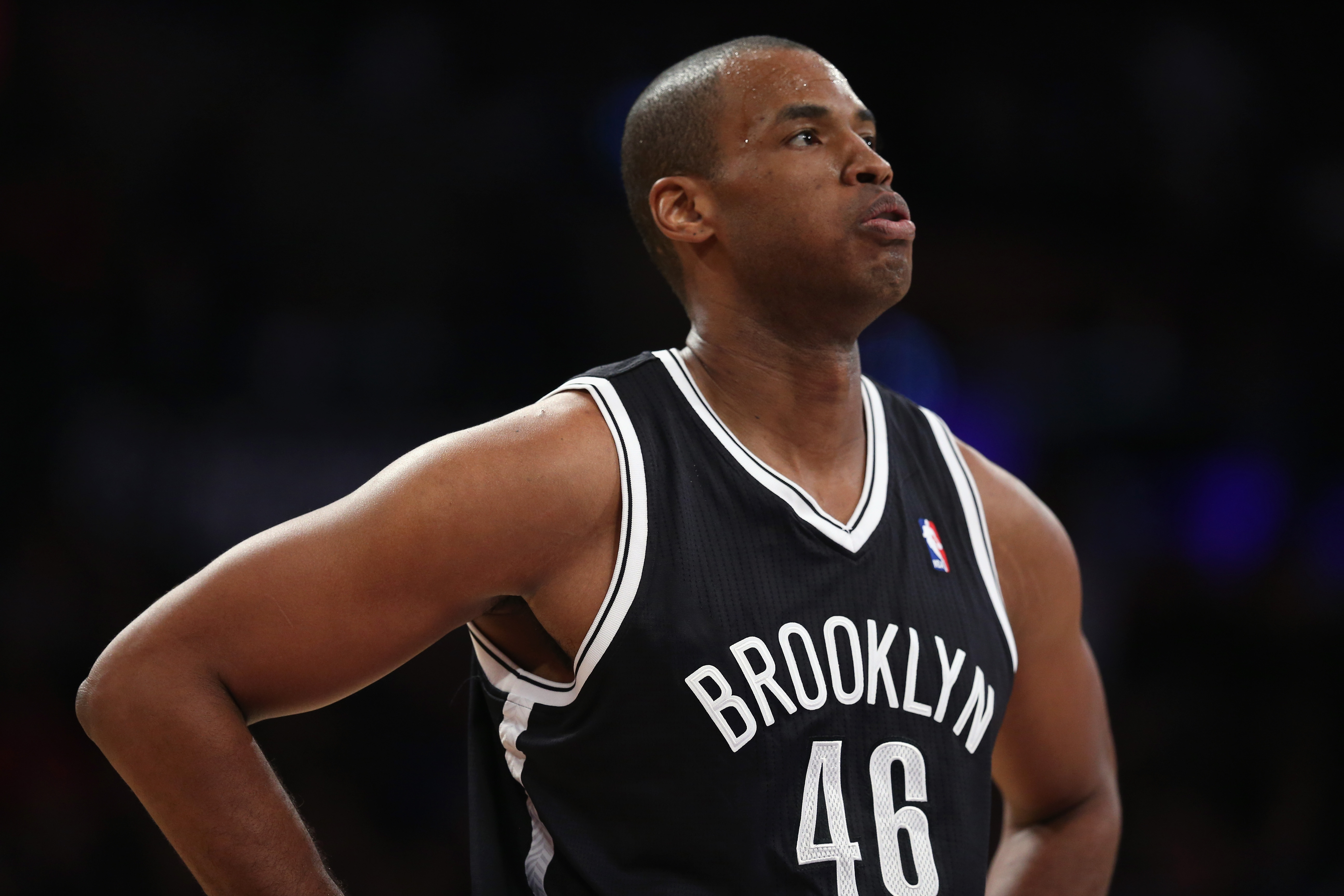 Jason Collins  #98 of the Brooklyn Nets looks on during a game in Los Angeles on February 23, 2014.  | Source: Getty Images